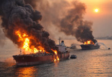Seven Ships Attacked by Iranian Forces in the Persian Gulf as Tankers Burn Near Basra