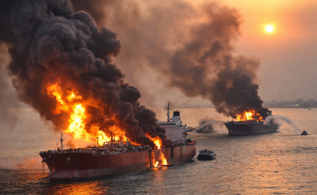 Seven Ships Attacked by Iranian Forces in the Persian Gulf as Tankers Burn Near Basra