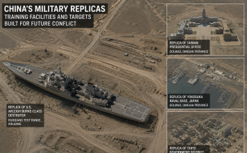 Satellite Images Show China Building Replicas of U.S. Warships and Taiwanese Government Sites